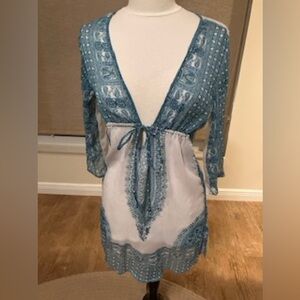 Paradise Bohemian Blue and White Tunic Dress